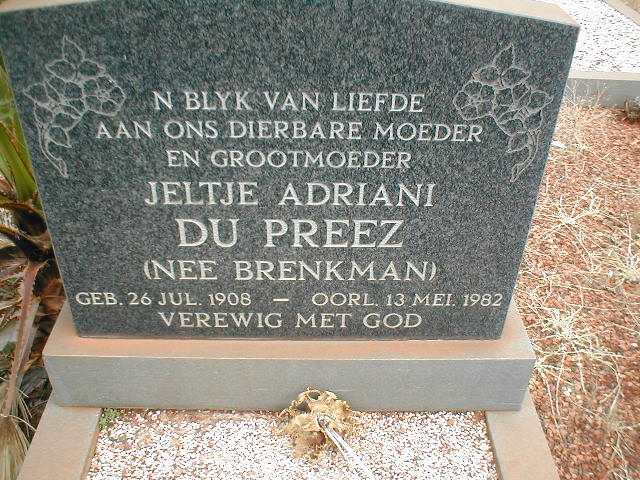 PREEZ Jeltje Adriani, du nee BRENKMAN 1908-1965