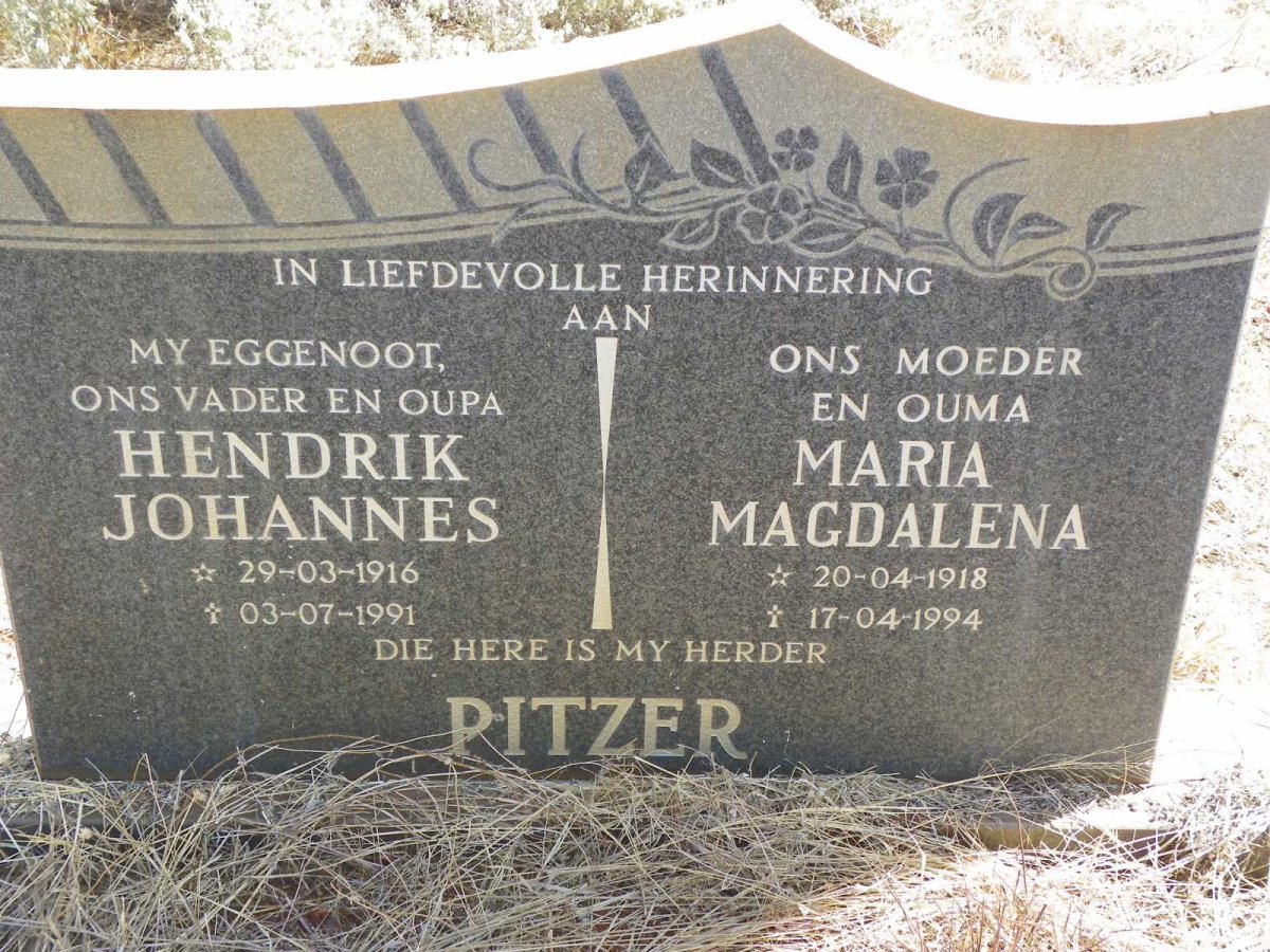 PITZER Hendrik Johannes 1916-1991 & Maria Magdalena 1918-1994