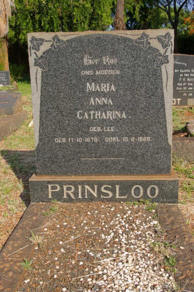 PRINSLOO Maria Anna Catharina nee LEE 1878-1969
