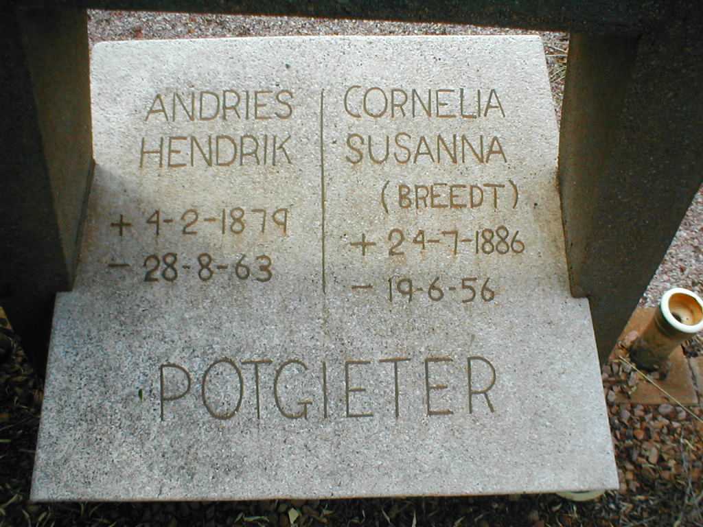 POTGIETER Andries Hendrik 1879-1968 &amp; Cornelia Susanna BREEDT 1886-1957