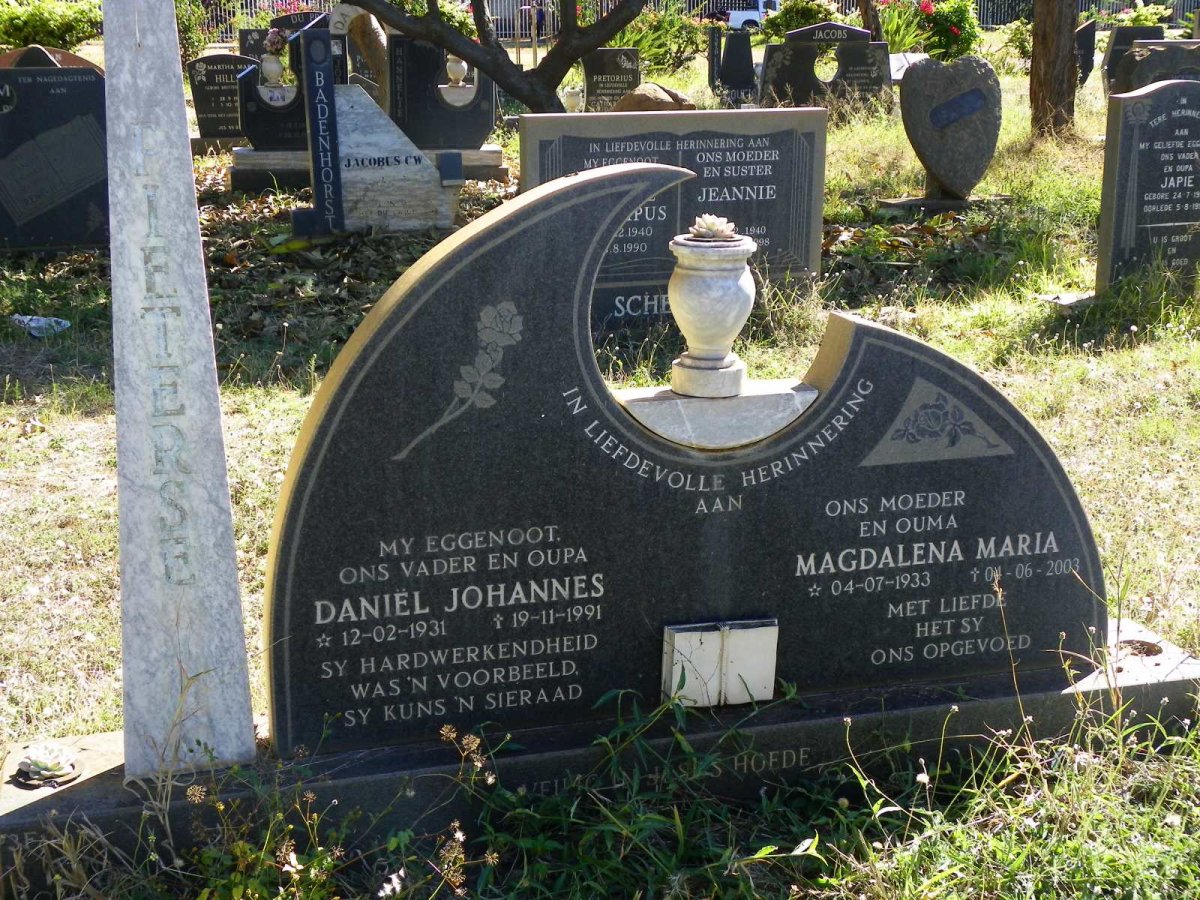 PIETERSE Daniel Johannes 1931-1991 &amp; Magdalena Maria 1933-2003