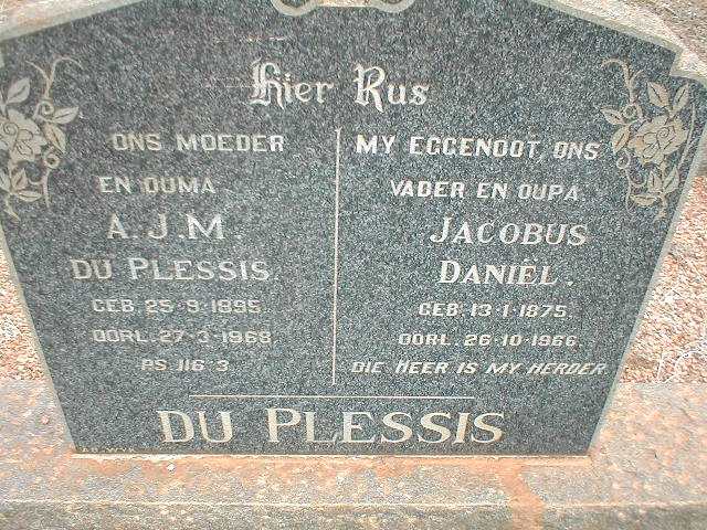 PLESSIS Jacobus Daniël, du 1875-1966 &amp; A. J. M. 1895-1968