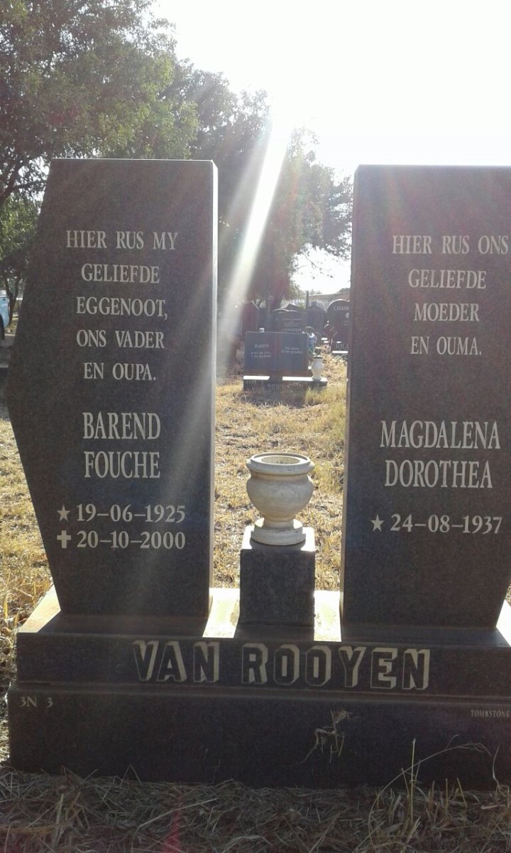 ROOYEN Barend Fouche, van 1925-2000 &amp; Magdalena Dorothea 1937-