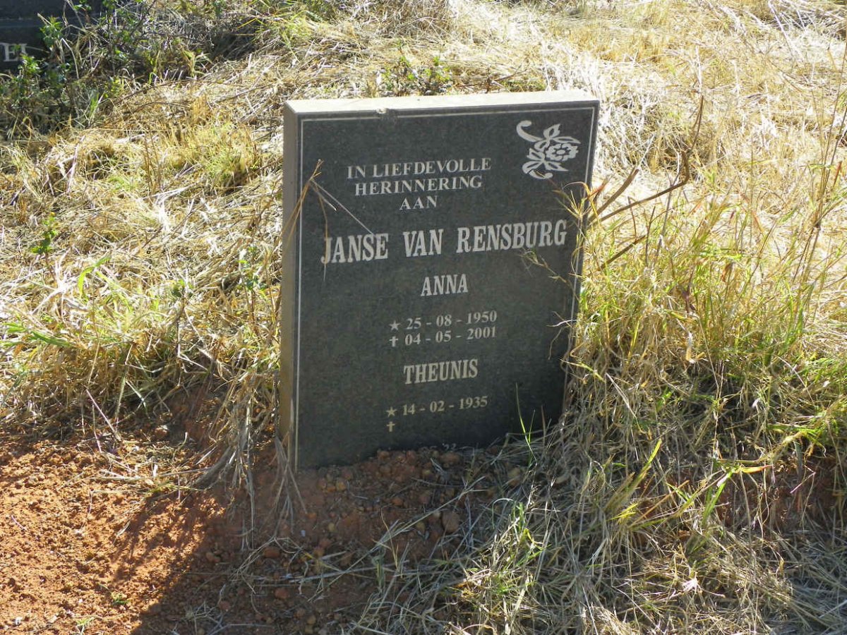 RENSBURG Theunis, Janse van 1935- & Anna 1950-2001