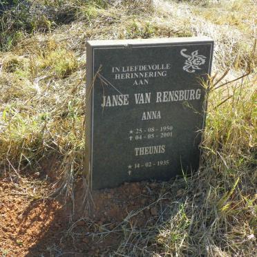 RENSBURG Theunis, Janse van 1935- & Anna 1950-2001