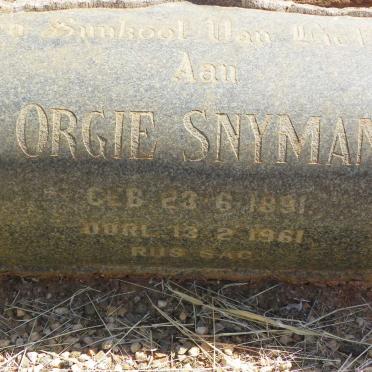 SNYMAN Orgie 1891-1961