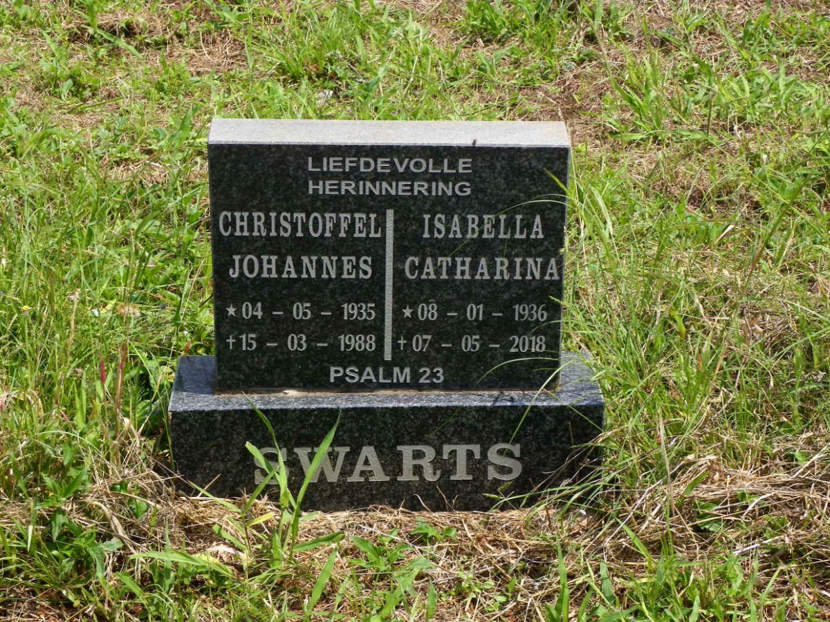SWARTS Christoffel Johannes 1935-1988 &amp; Isabella Catharina 1936-2018