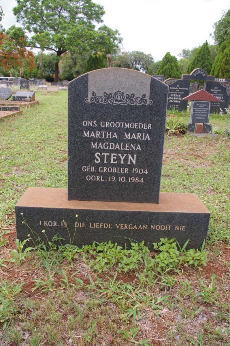 STEYN Martha Maria Magdalena nee GROBLER 1904-1984