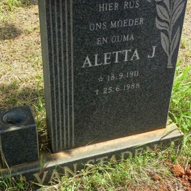 STADEN Aletta J., van 1911-1988