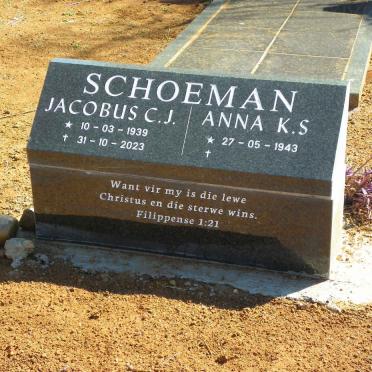 SCHOEMAN Jacobus C.J. 1939-2023 & Anna K.S. 1943-