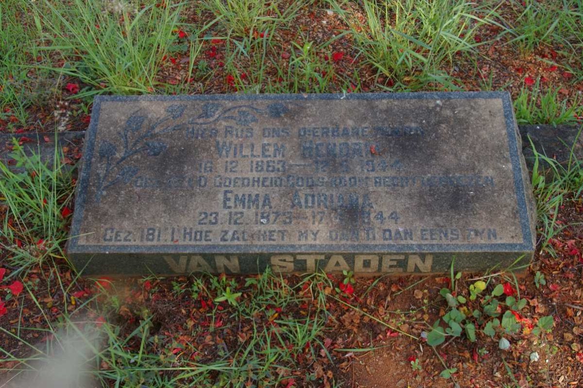 STADEN Willem Hendrik, van 1863-1944 &amp; Emma Adriana 1873-1944