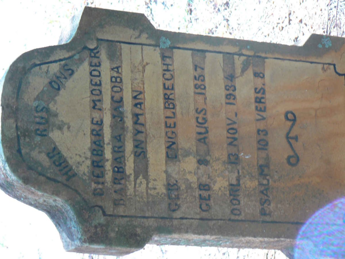SNYMAN Barbara Jacoba nee ENGELBRECHT 1857-1934