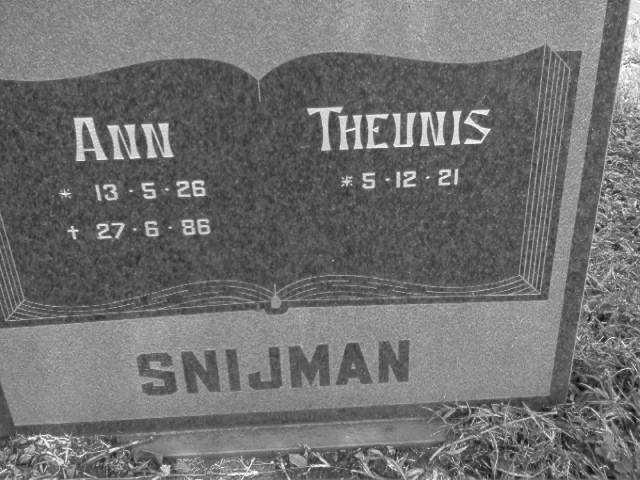 SNIJMAN Theunis 1921- &amp; Ann 1926-1986
