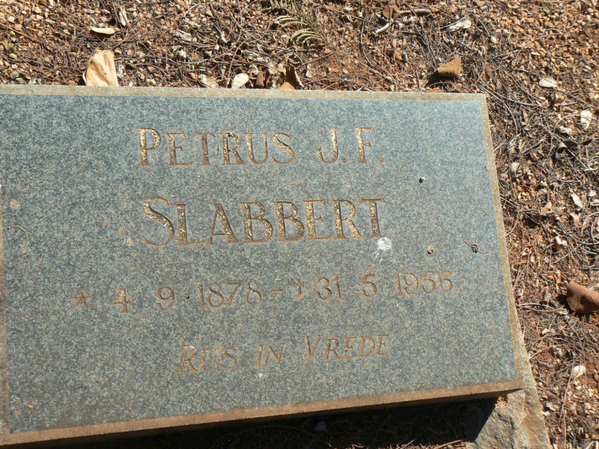 SLABBERT Petrus J.F. 1878-1956