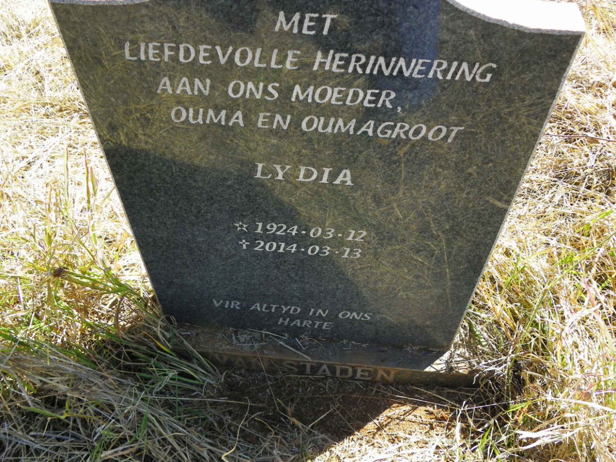 STADEN Lydia, van 1924-2014