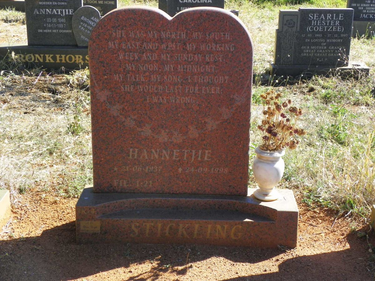 STICKLING Hannetjie 1937-1998