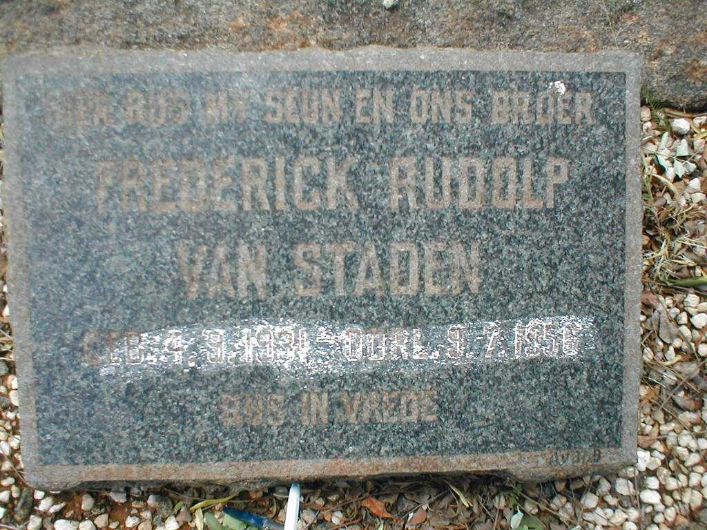STADEN Frederick Rudolf, van 1931-1956