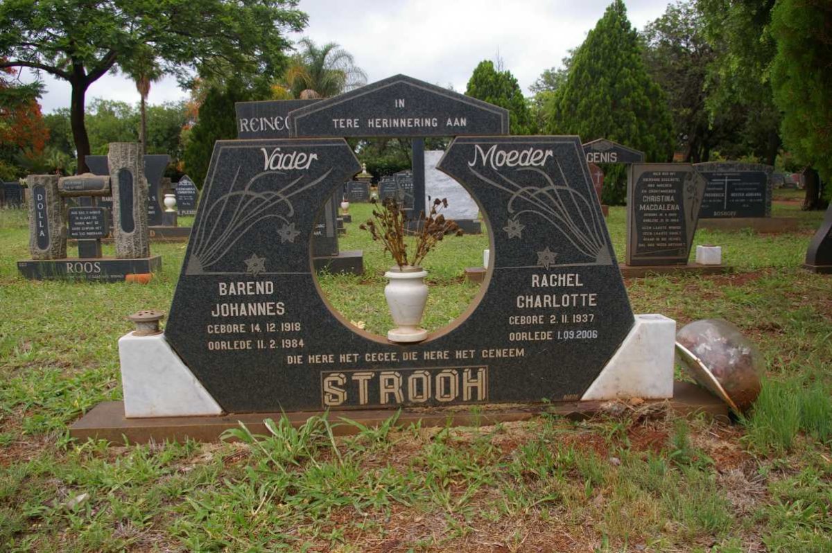 STROOH Barend Johannes 1918-1984 &amp; Rachel Charlotte 1937-2006