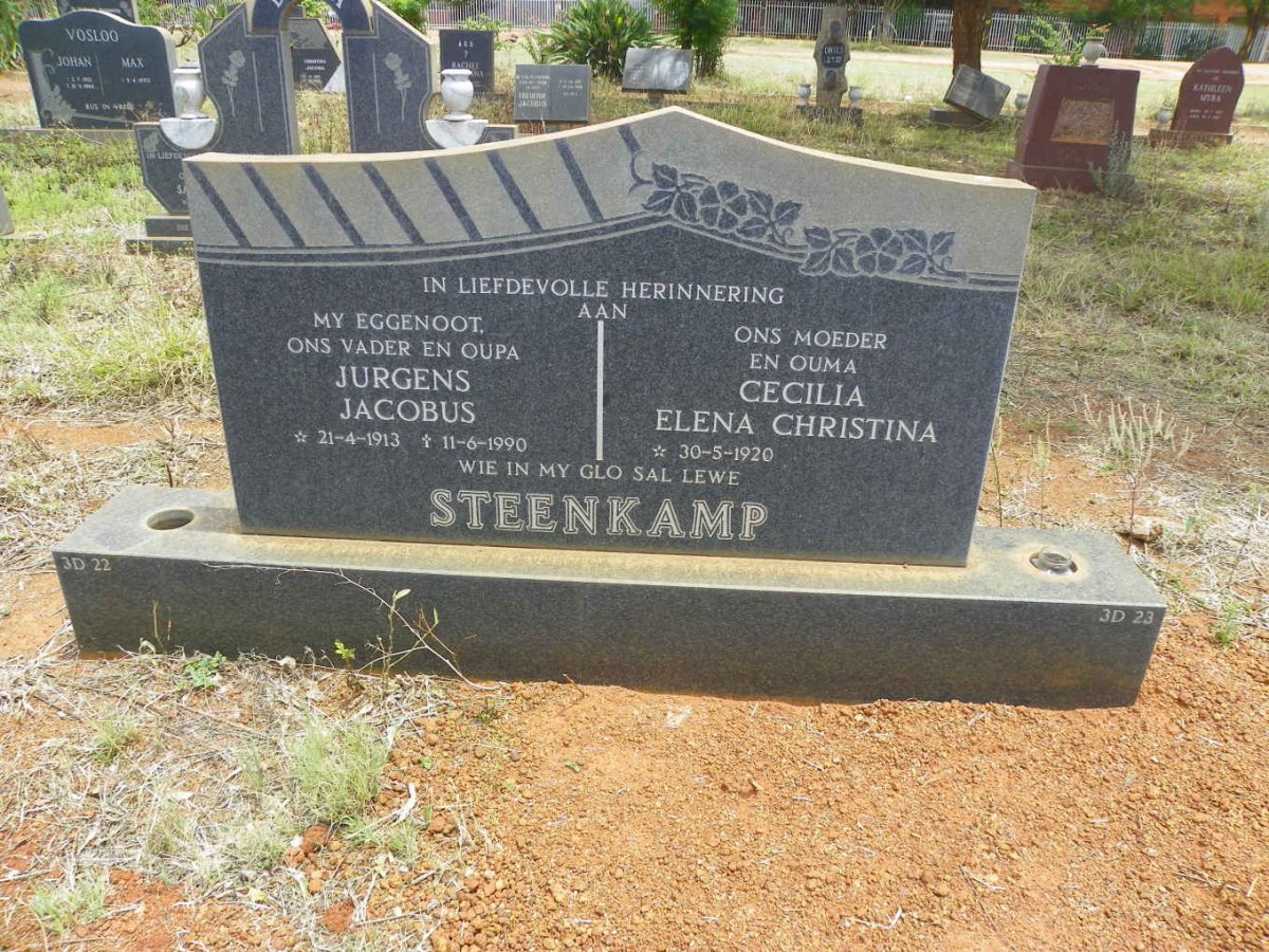 STEENKAMP Jurgens Jacobus 1913-1990 &amp; Cecilia Elena Christina 1920-