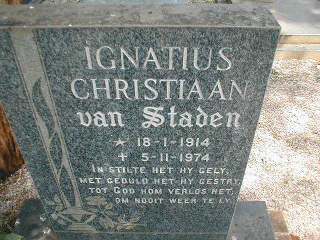 STADEN Ignatius Christiaan, van 1914-1974