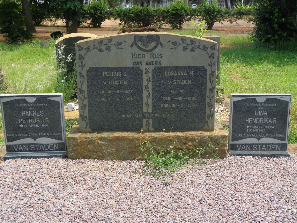 STADEN Petrus S., van 1877-1954 &amp; Susanna M. NEL 1882-1948