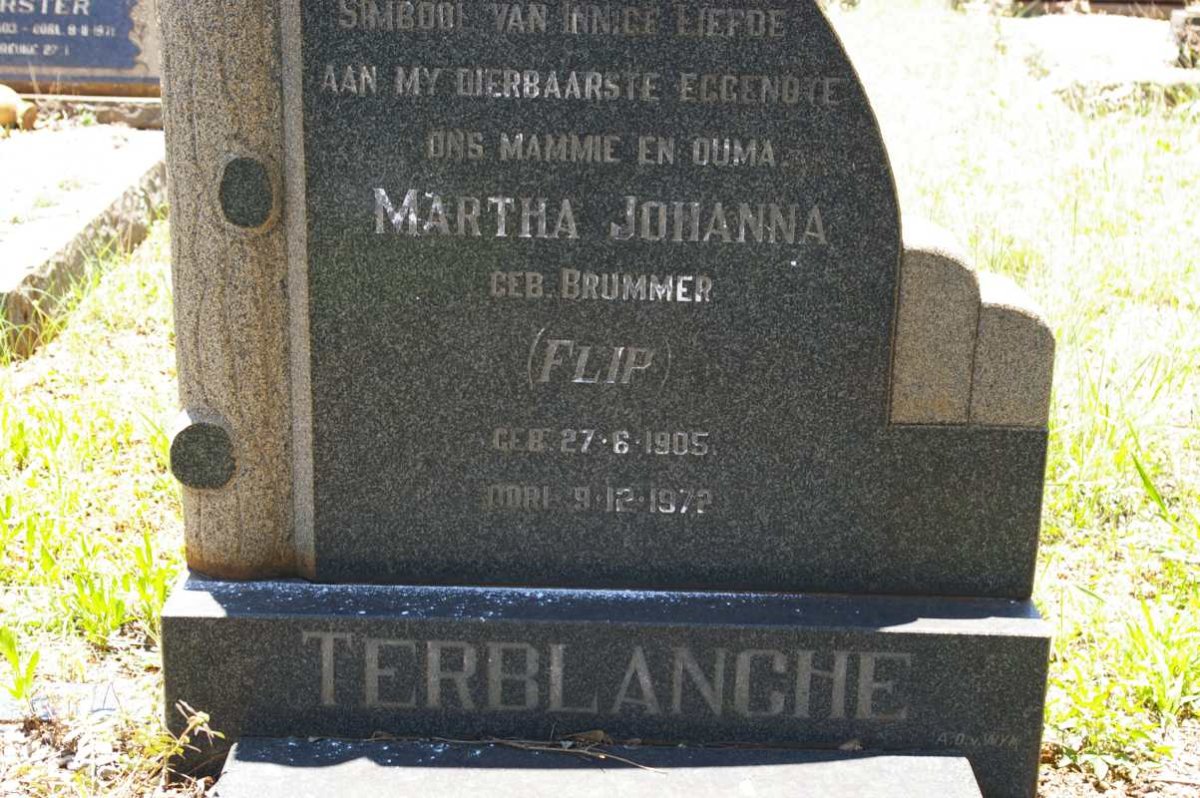 TERBLANCHE Martha Johanna nee BRUMMER 1905-1972