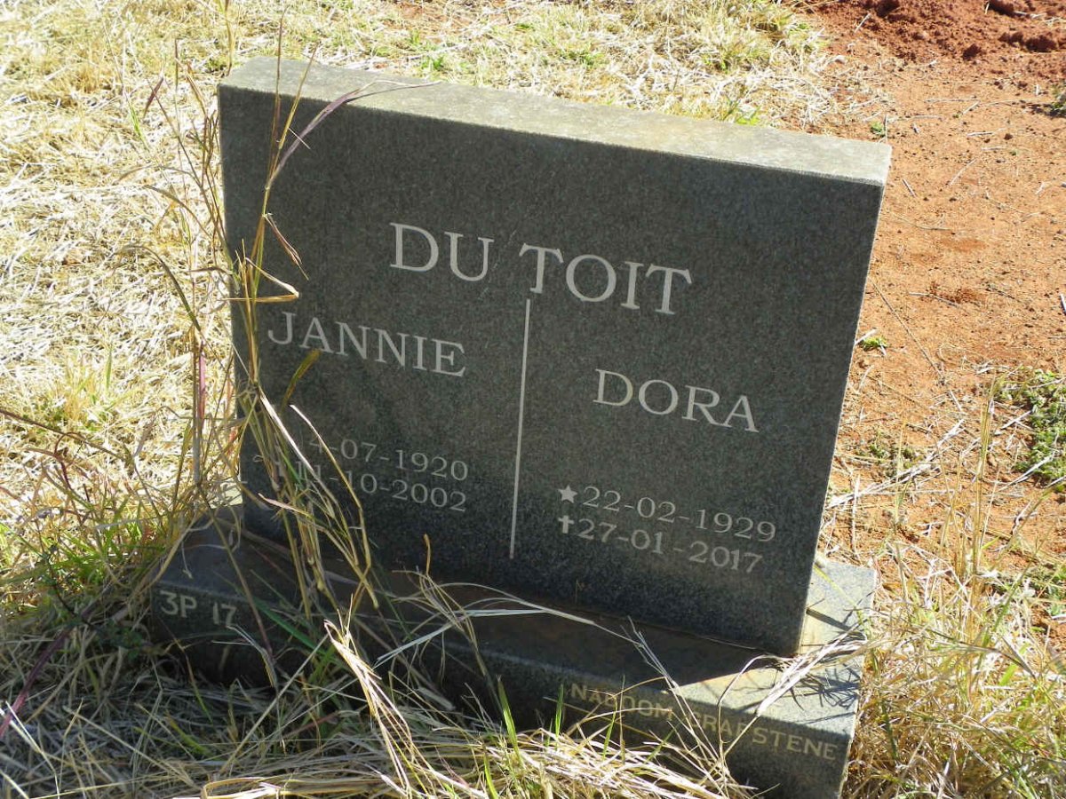 TOIT Jannie, du 1920-2002 & Dora 1929-2017