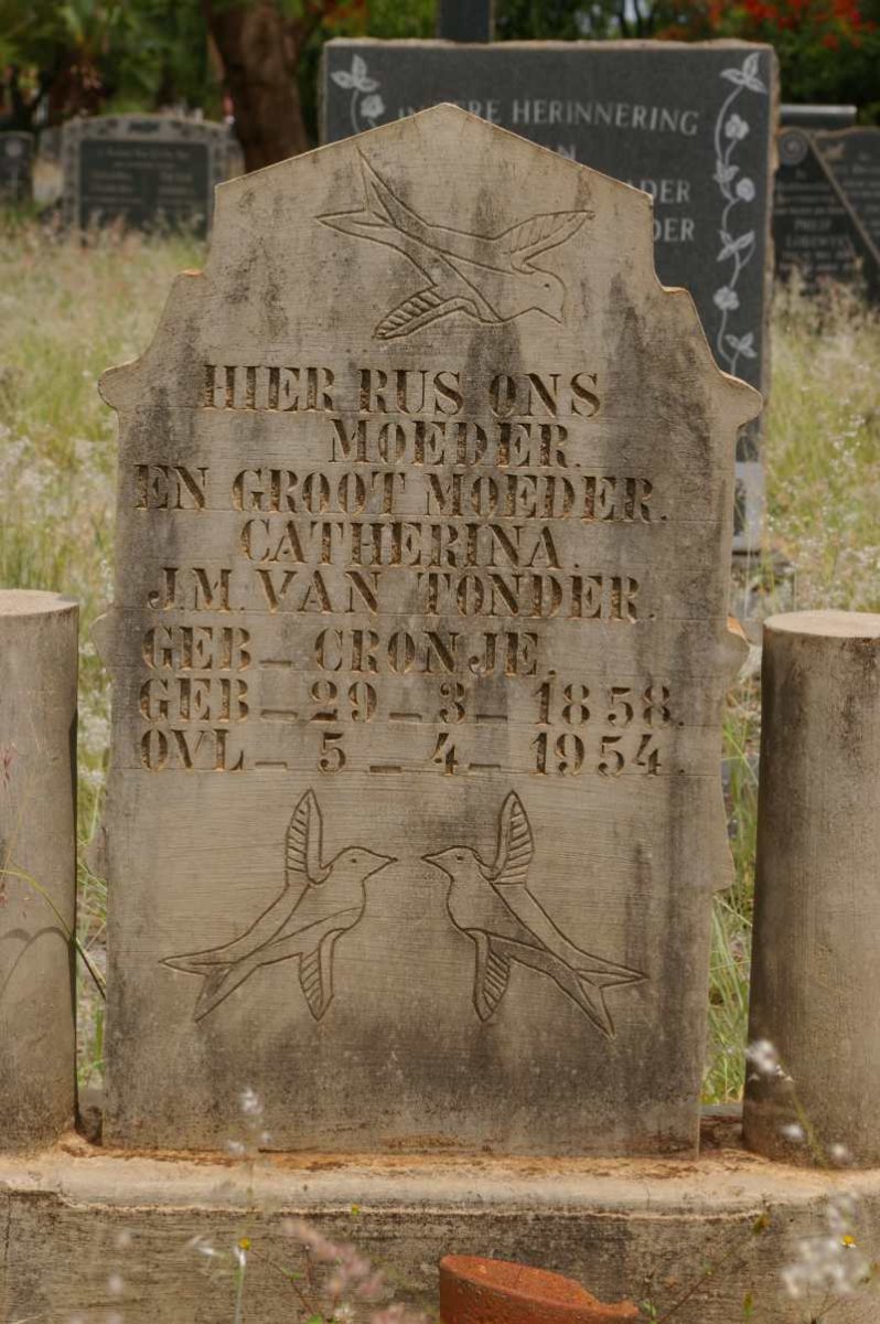 TONDER Catherina J.M., van nee CRONJE 1858-1954