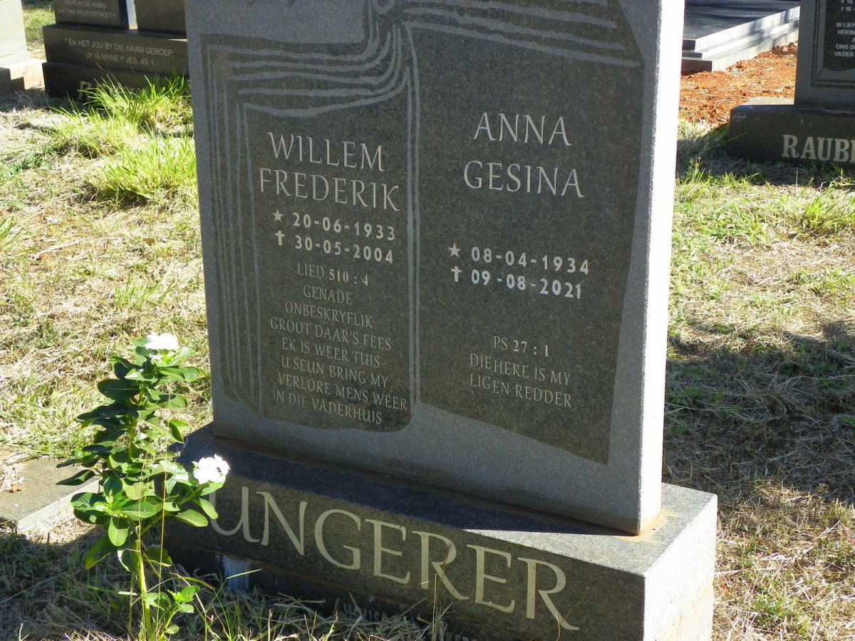 UNGERER Willem Frederik 1933-2004 &amp; Anna Gesina 1934-2021
