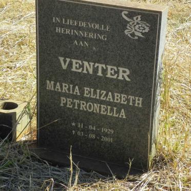 VENTER Maria Elizabeth Petronella 1929-2001