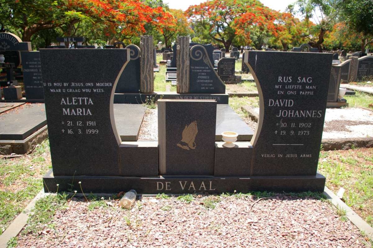 VAAL David Johannes, de 1902-1973 &amp; Aletta Maria 1911-1999