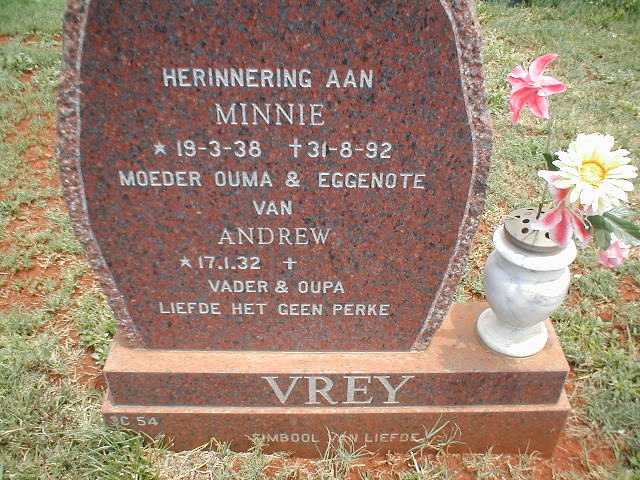 VREY Andrew 1932- &amp; Minnie 1938-1992