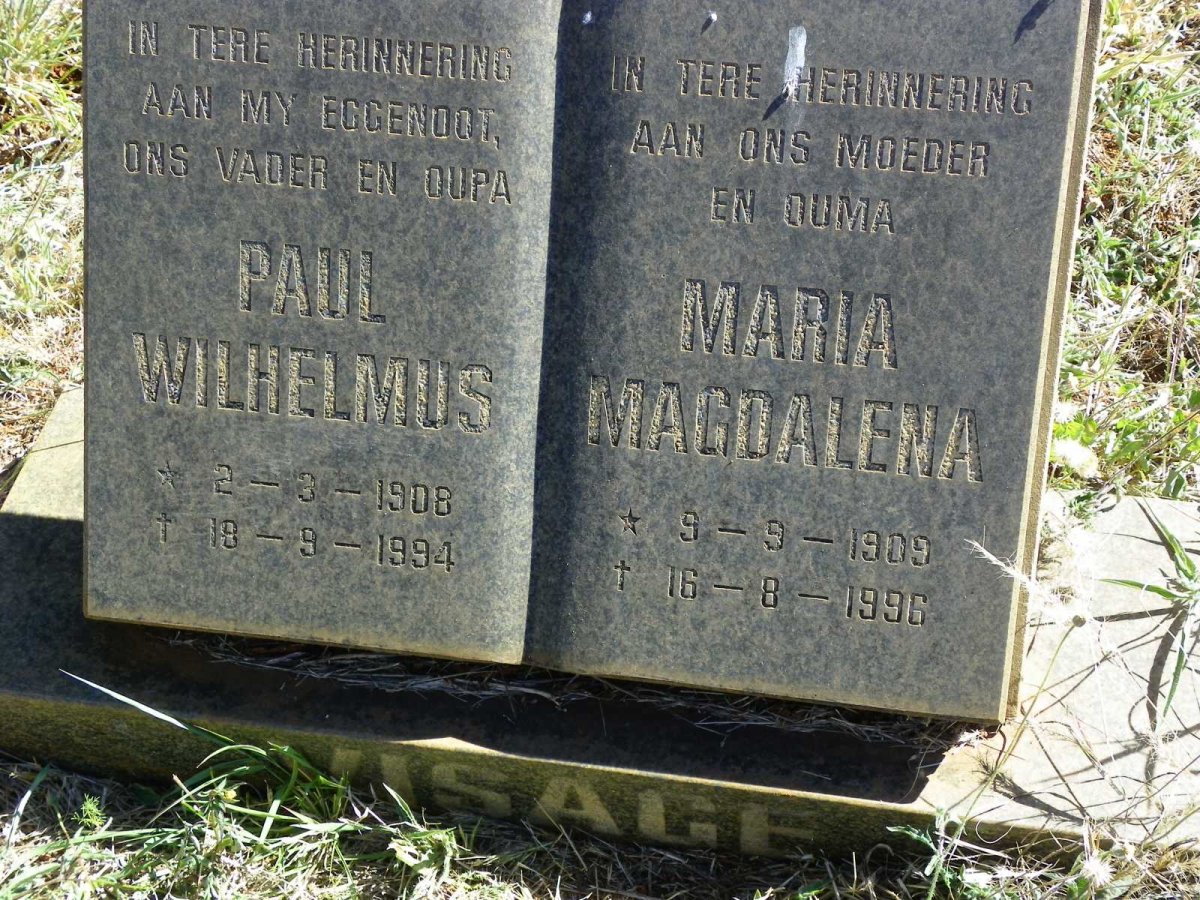 VISAGE Paul Wilhelmus 1908-1994 &amp; Maria Magdalena 1909-1996