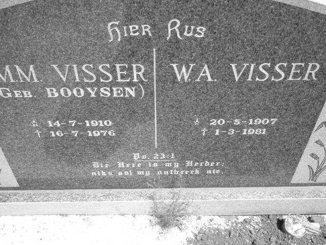 VISSER W.A. 1907-1981 &amp; M.M  BOOYSEN 1910-1976
