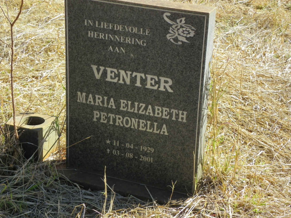 VENTER Maria Elizabeth Petronella 1929-2001