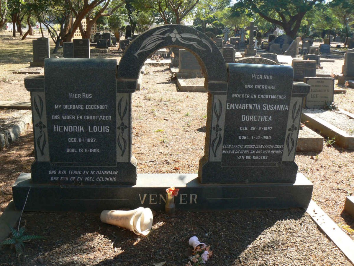 VENTER Hendrik Louis 1887-1966 &amp; Emmarentia Susanna Dorethea 1897-1980