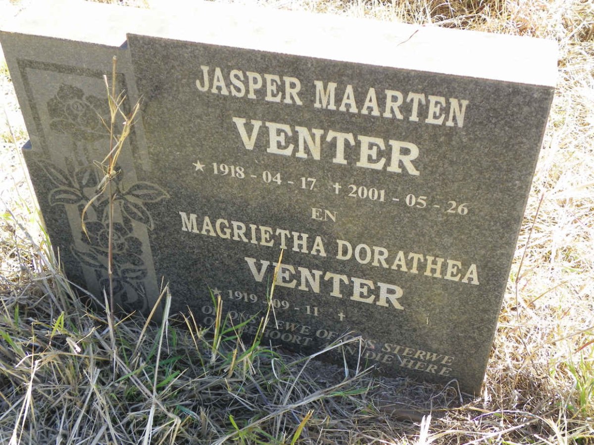 VENTER Jasper Maarten 1918-2001 & Magrietha Dorathea 1919-