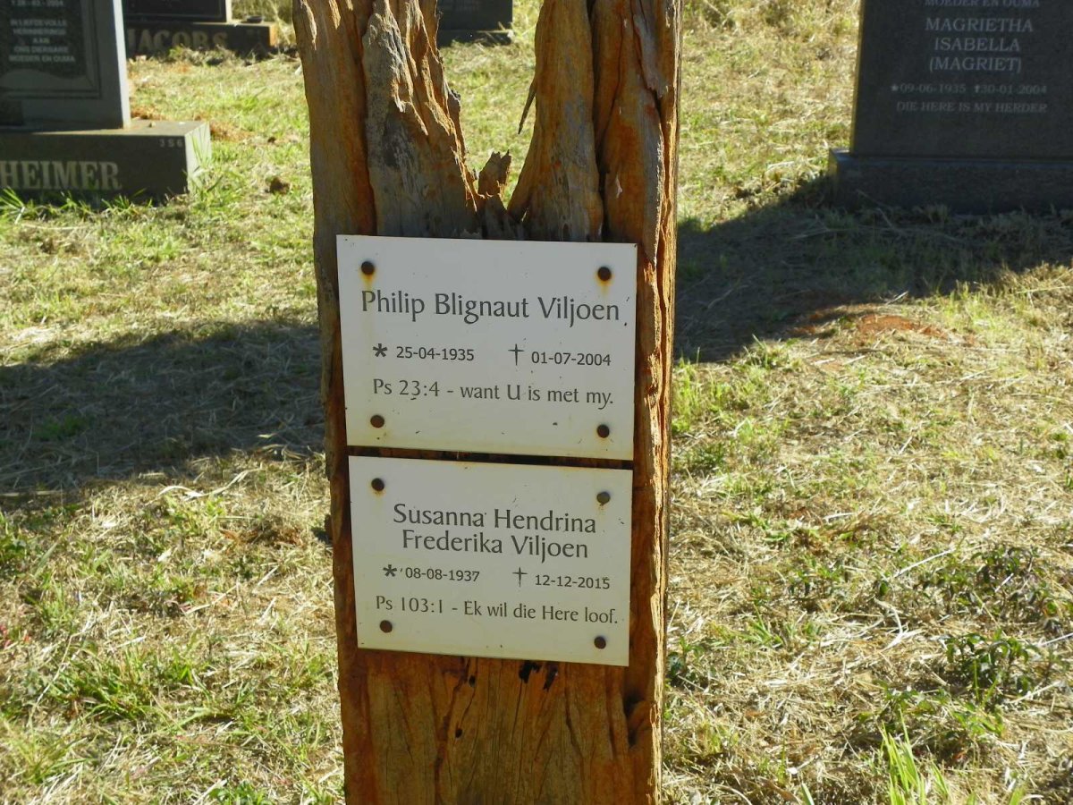 VILJOEN Philip Blignaut 1935-2004 &amp; Susanna Hendrina Frederika 1937-2015