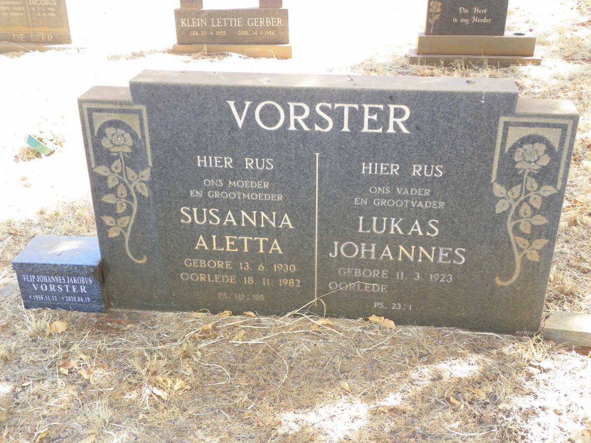 VORSTER Lukas Johannes 1923- & Susanna Aletta 1930-1982 :: VORSTER Flip Johannes Jakobus 1956-2020