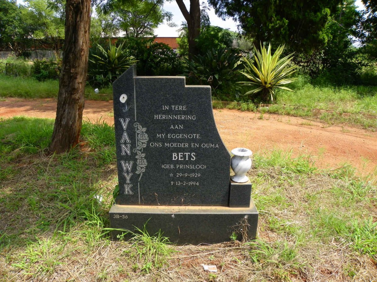 WYK Bets, van nee PRINSLOO 1929-1994