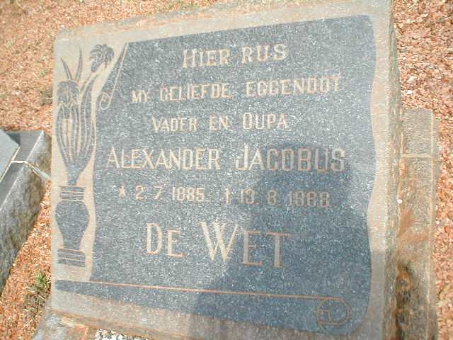 WET Alexander Jacobus, de 1885-1968