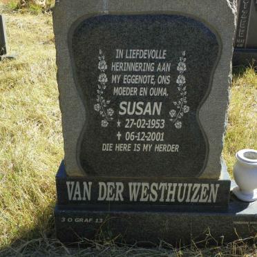WESTHUIZEN Susan, van der 1953-2001