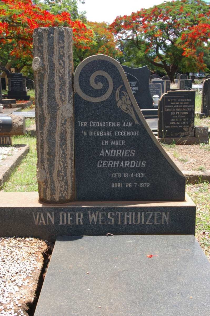 WESTHUIZEN Andries Gerhardus, van der 1931-1972