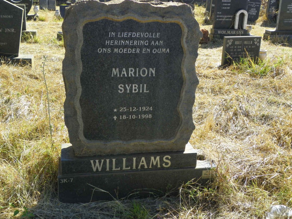 WILLIAMS Marion Sybil 1924-1998