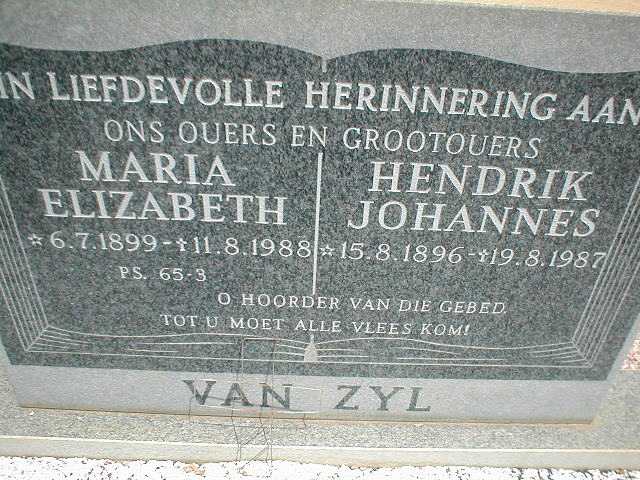 ZYL Hendrik Johannes, van 1896-1987 &amp; Maria Elizabeth 1899-1988