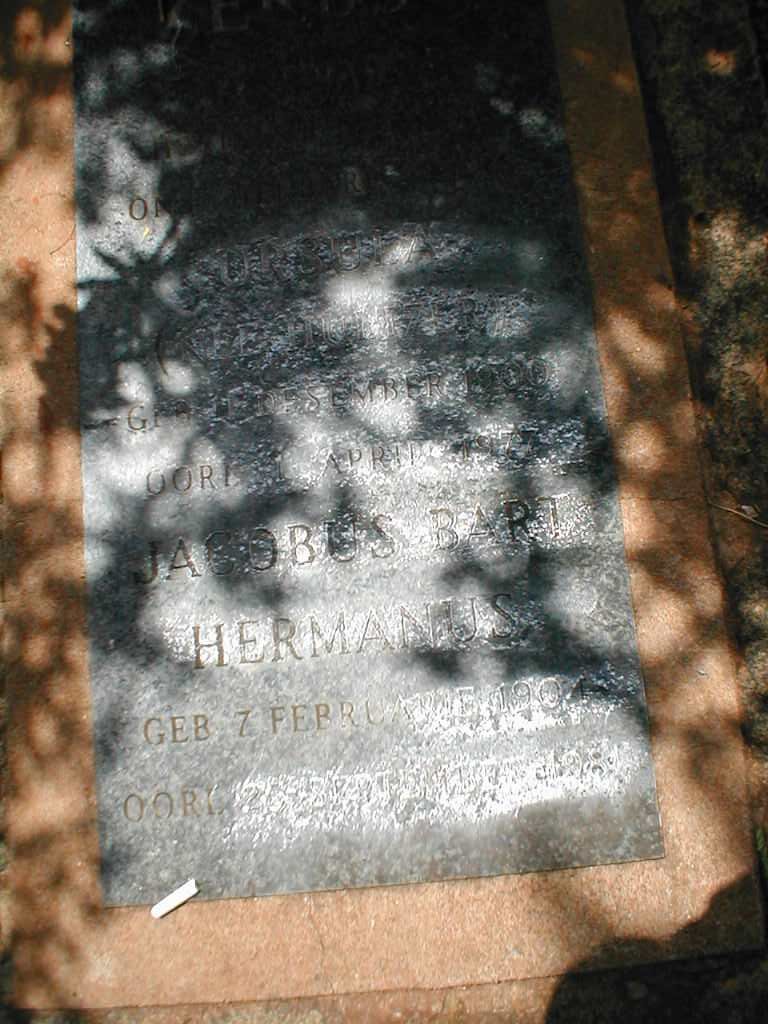 ZERBST Jacobus Bart Hermanus 1904-1981 &amp; Ursula HULTZER 1900-1977