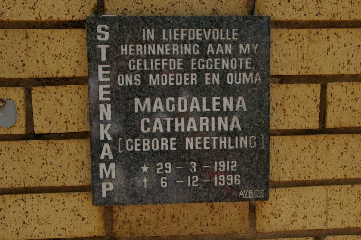 STEENKAMP Magdalena Catharina nee NEETHLING 1912-1996