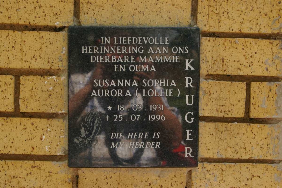 KRUGER Susanna Sophia Aurora 1931-1996