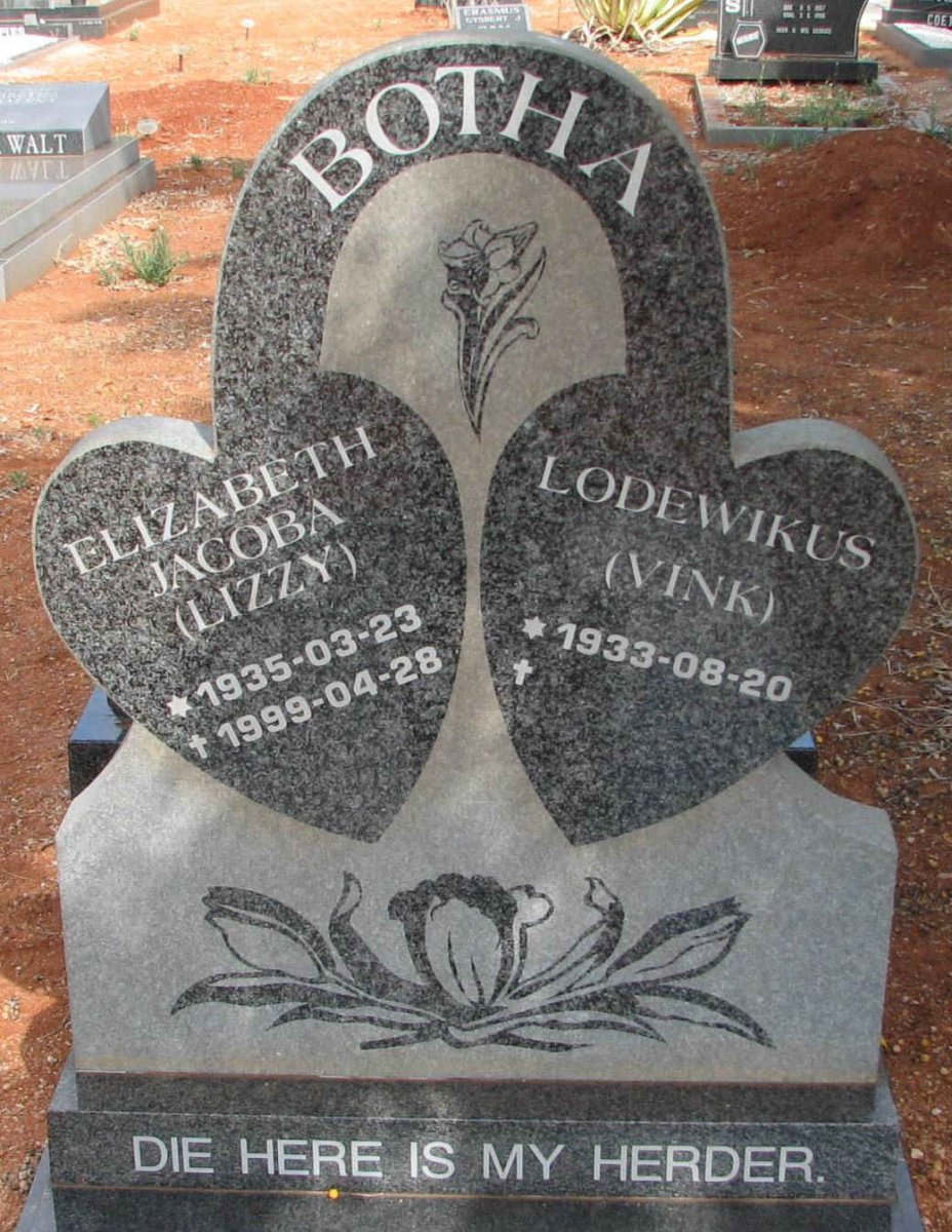 BOTHA Lodewikus 1933- &amp; Elizabeth Jacoba 1935-1999