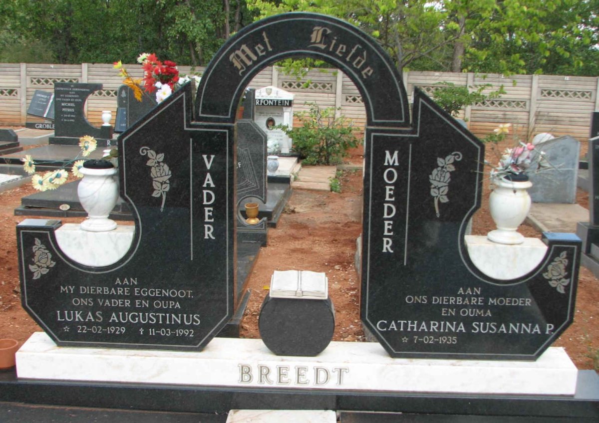 BREEDT Lukas Augustinus 1929-1992 &amp; Catharina Susanna P. 1935-